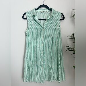 Anthropologie 11 1 Tylho Percy Green & White Stripe Tunic Shirt Dress size small